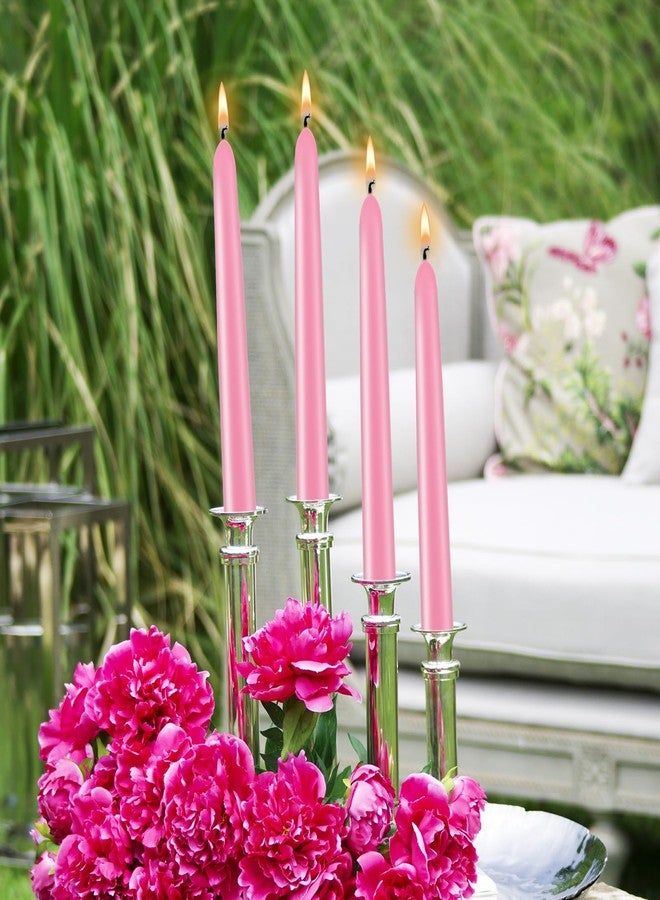 BINYUAN Non-Toxic, Non-Smoking 10-inch Pink Taper Candles (Set of 12), 7-8 Hours Burn Time, Non-Drip, Unscented Taper Candles, Perfect for Dinner Candles and Household Candles - Image 2